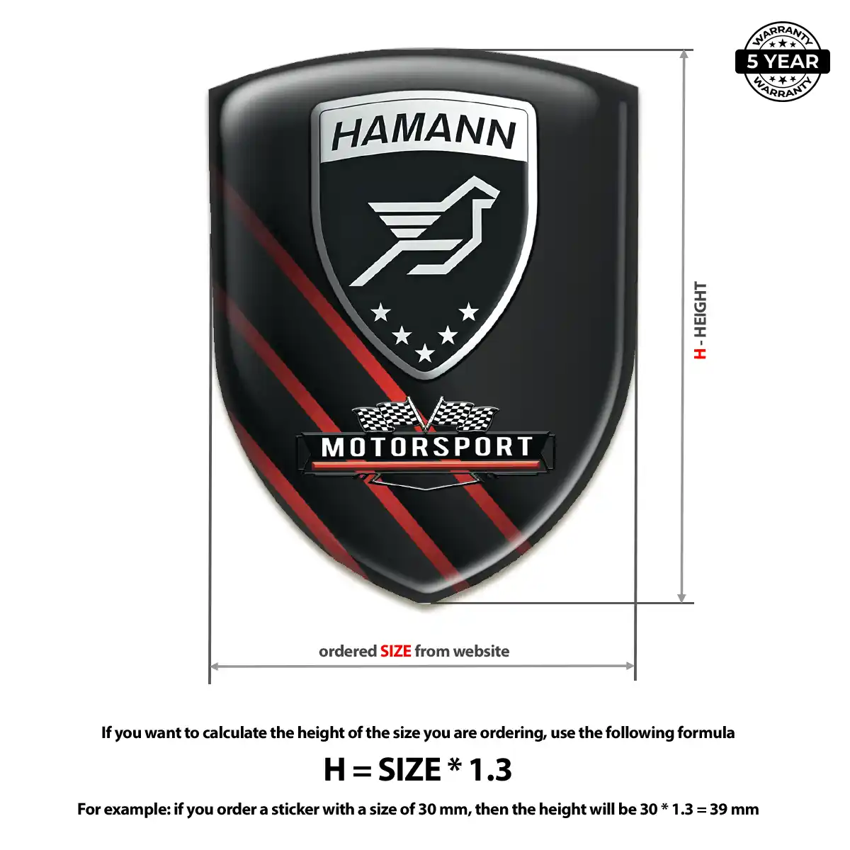 Hamman Polyurethane Domed Sticker Interior Elegance