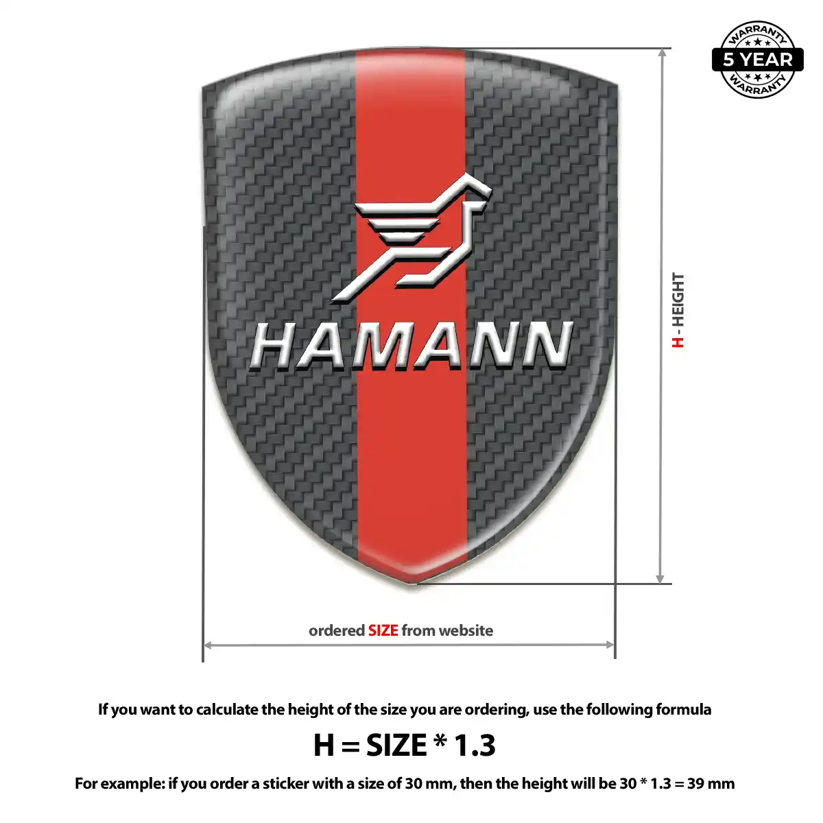 Hamman Polyurethane Domed Sticker Interior Luxe