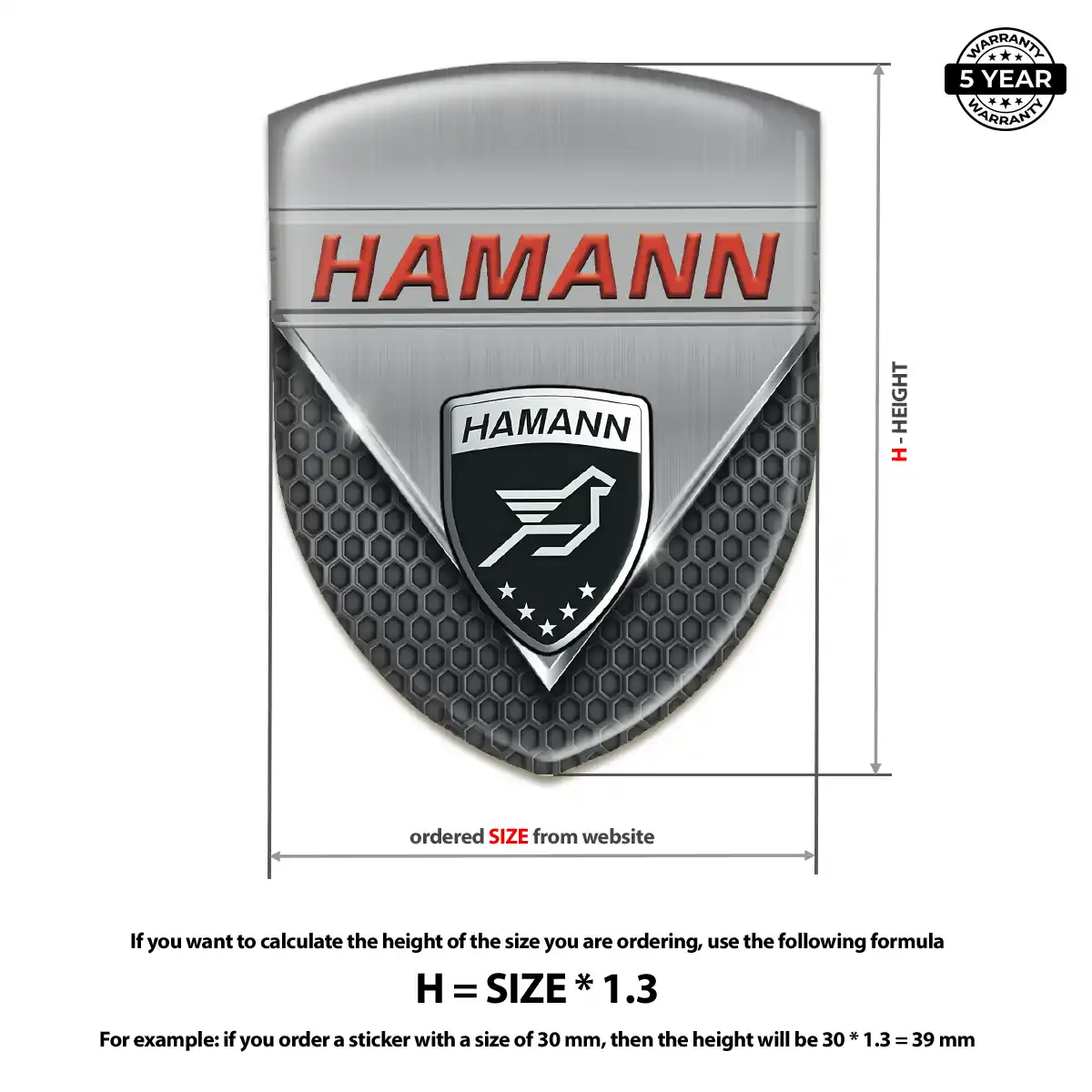 Hamman Polyurethane Domed Sticker Prestige Line