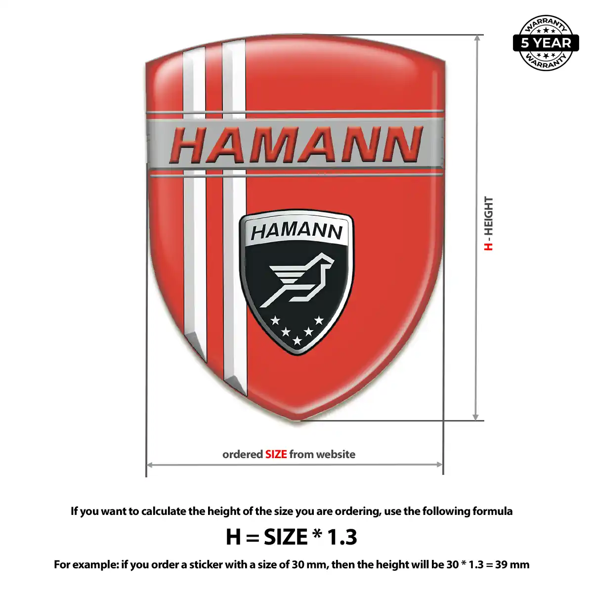 Hamman Polyurethane Domed Sticker Sleek Style