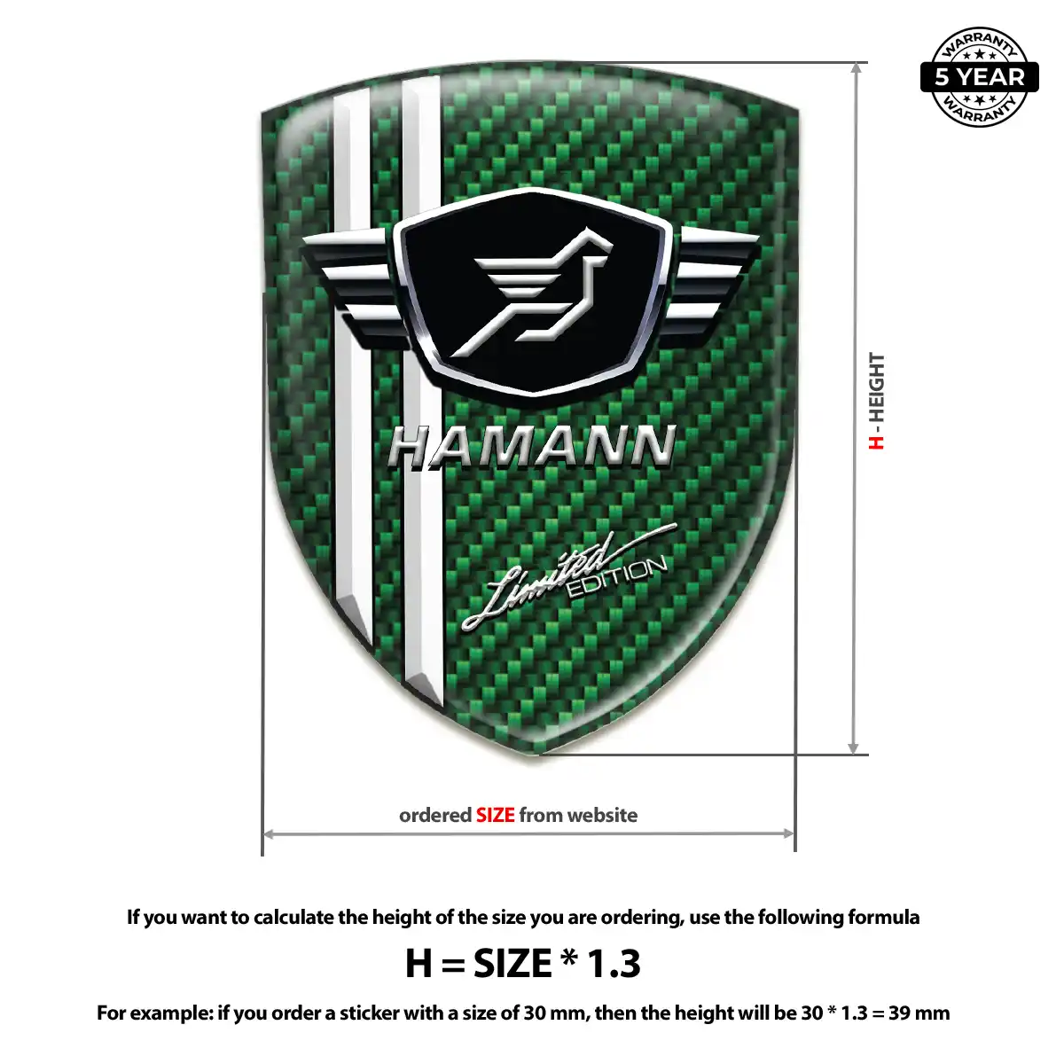 Hamman Polyurethane Domed Sticker Sport Tuning