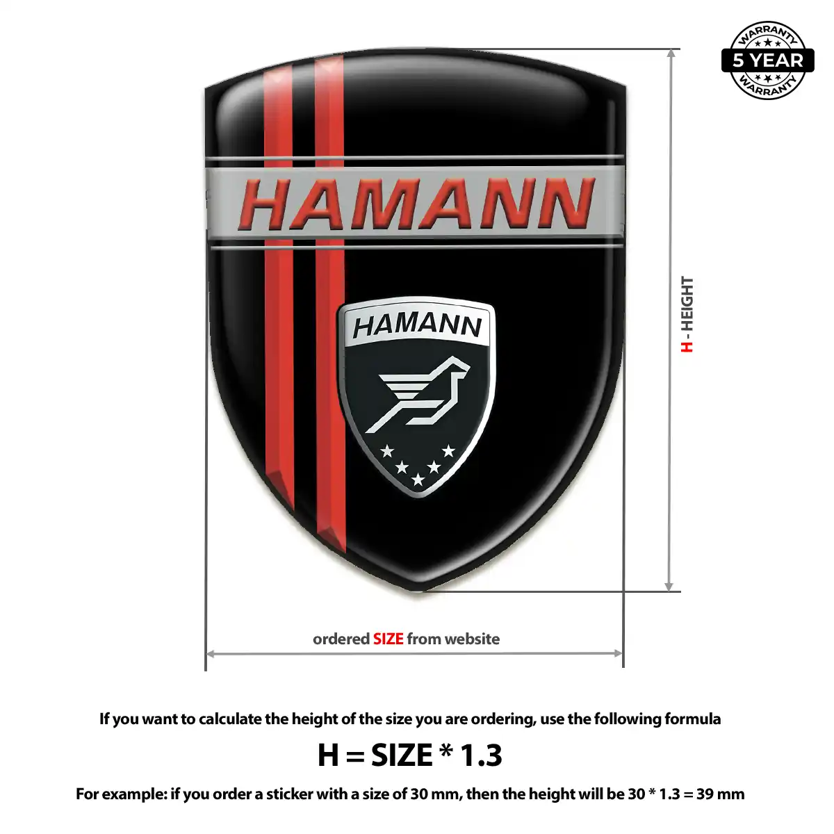 Hamman Polyurethane Domed Sticker Street Tuning