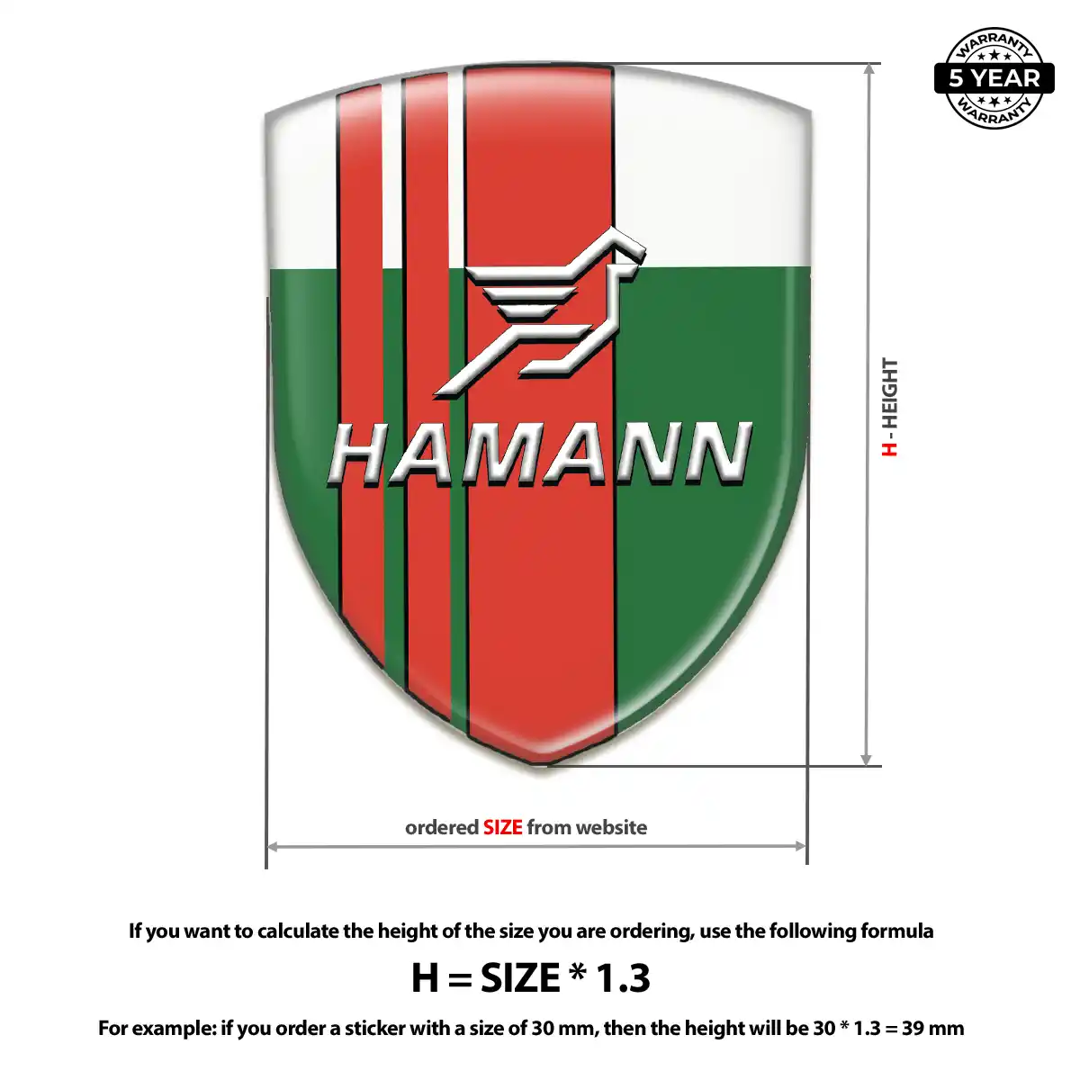 Hamman Resin Domed Sticker Interior Elegance