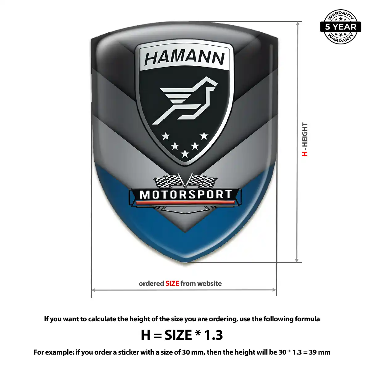 Hamman Resin Domed Sticker Interior Luxe
