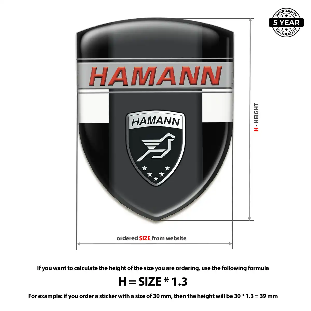 Hamman Self Adhesive Emblem Sticker Resin Luxe