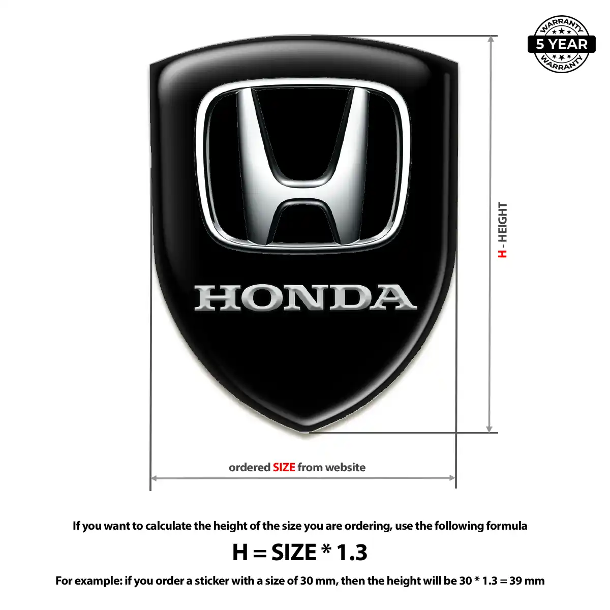 Honda 3D Badge Sticker Premium Dome