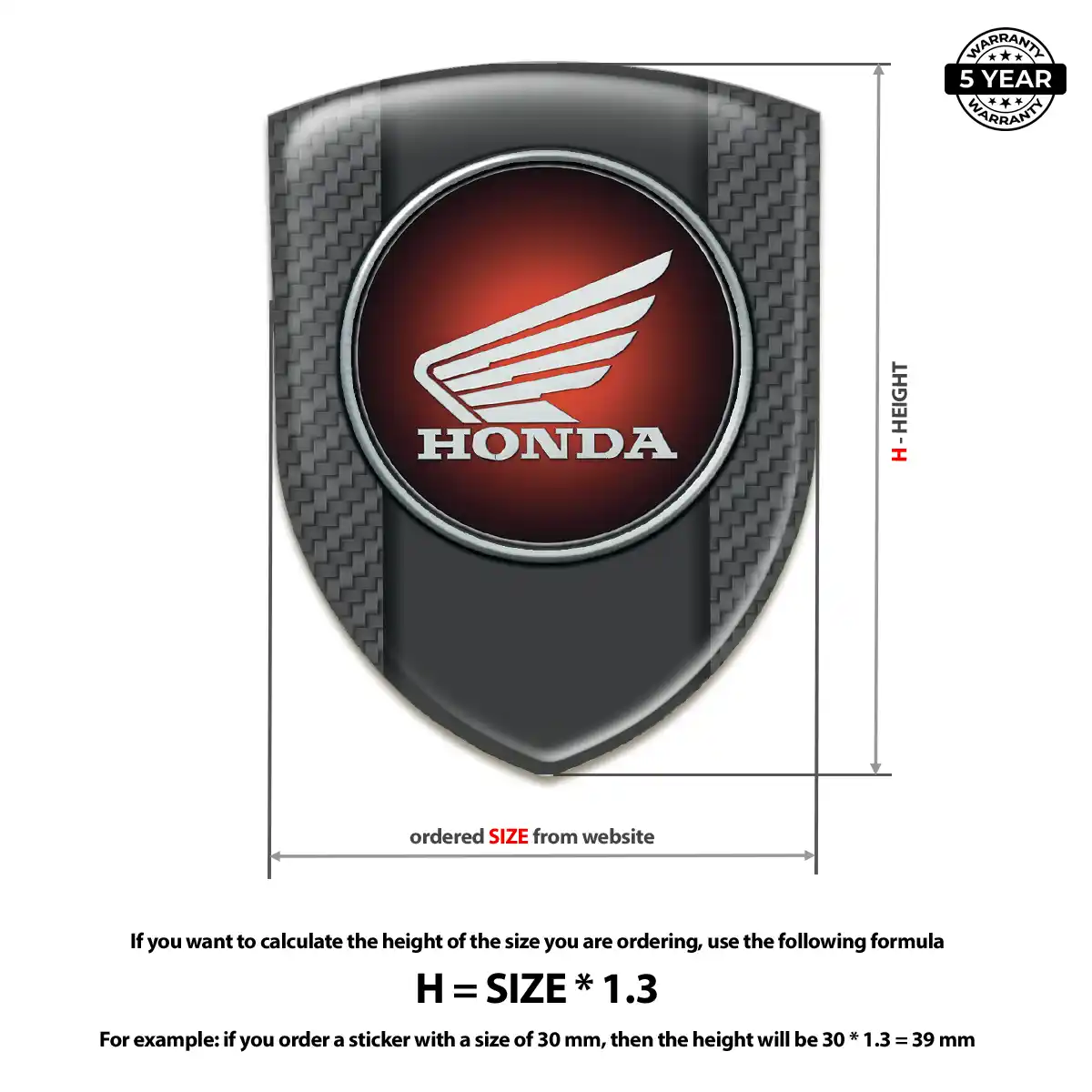 Honda 3D Badge Sticker Resin Elite