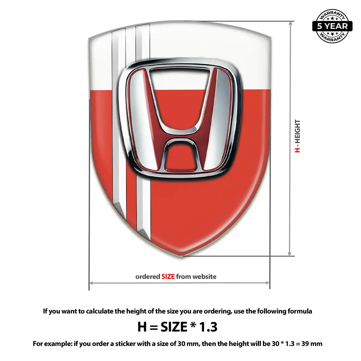 Honda 3D Badge Sticker Sleek Style