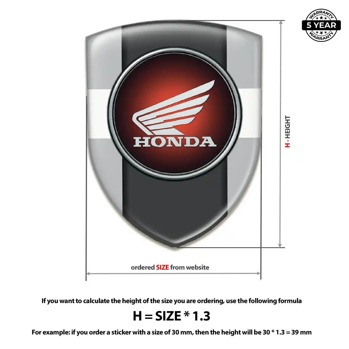 Honda 3D Badge Sticker Superior Craft
