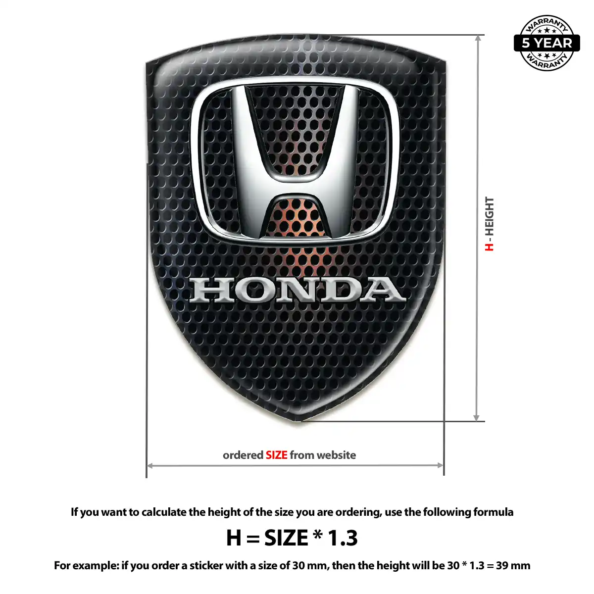 Honda 3D Domed Sticker Elite Finish