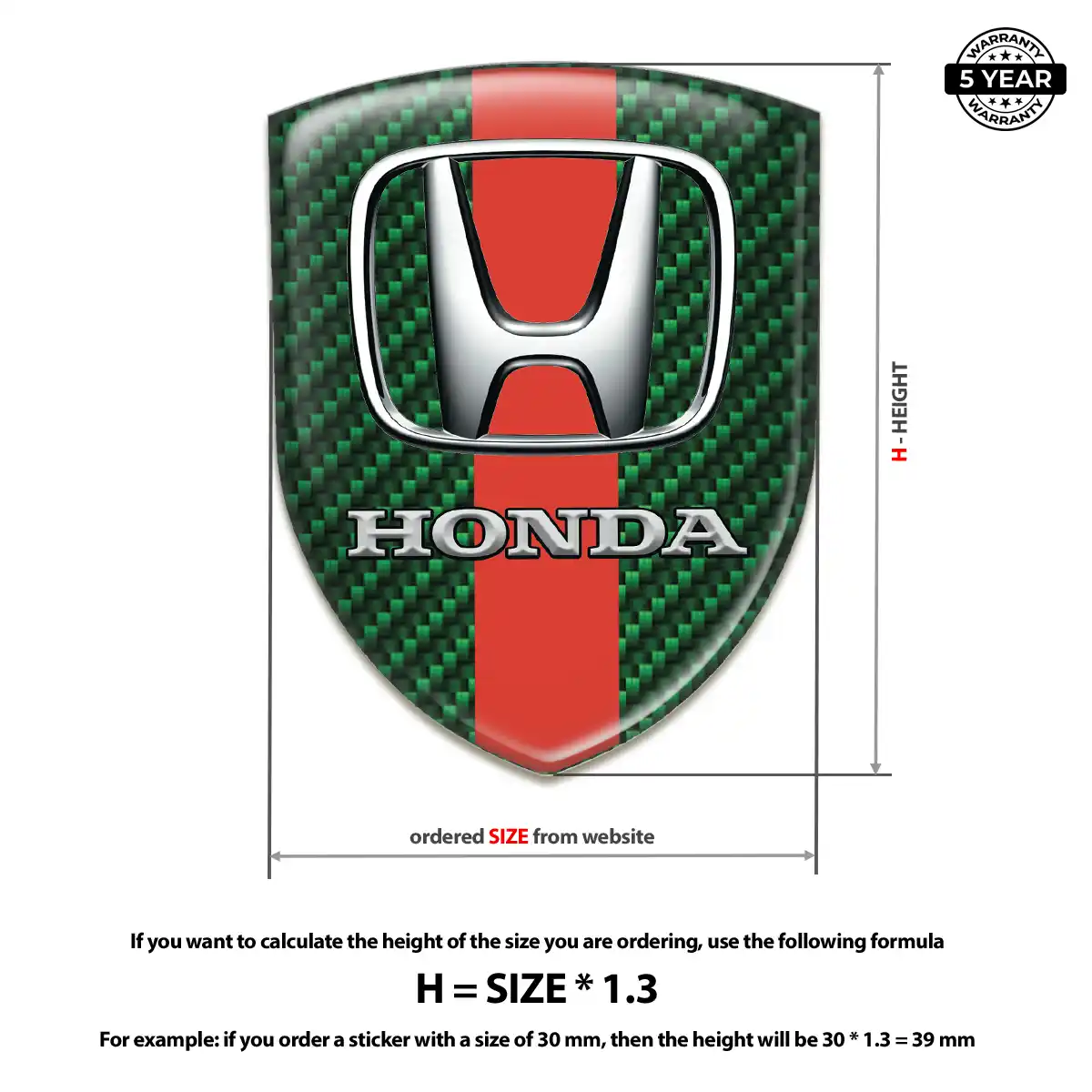 Honda 3D Domed Sticker Exterior Luxe