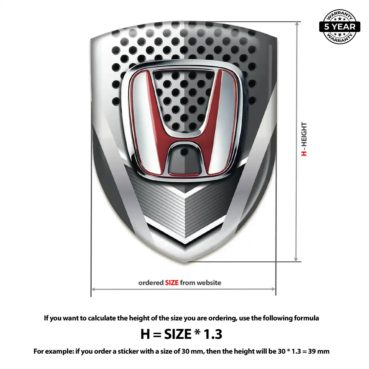 Honda 3D Domed Sticker Outer Style