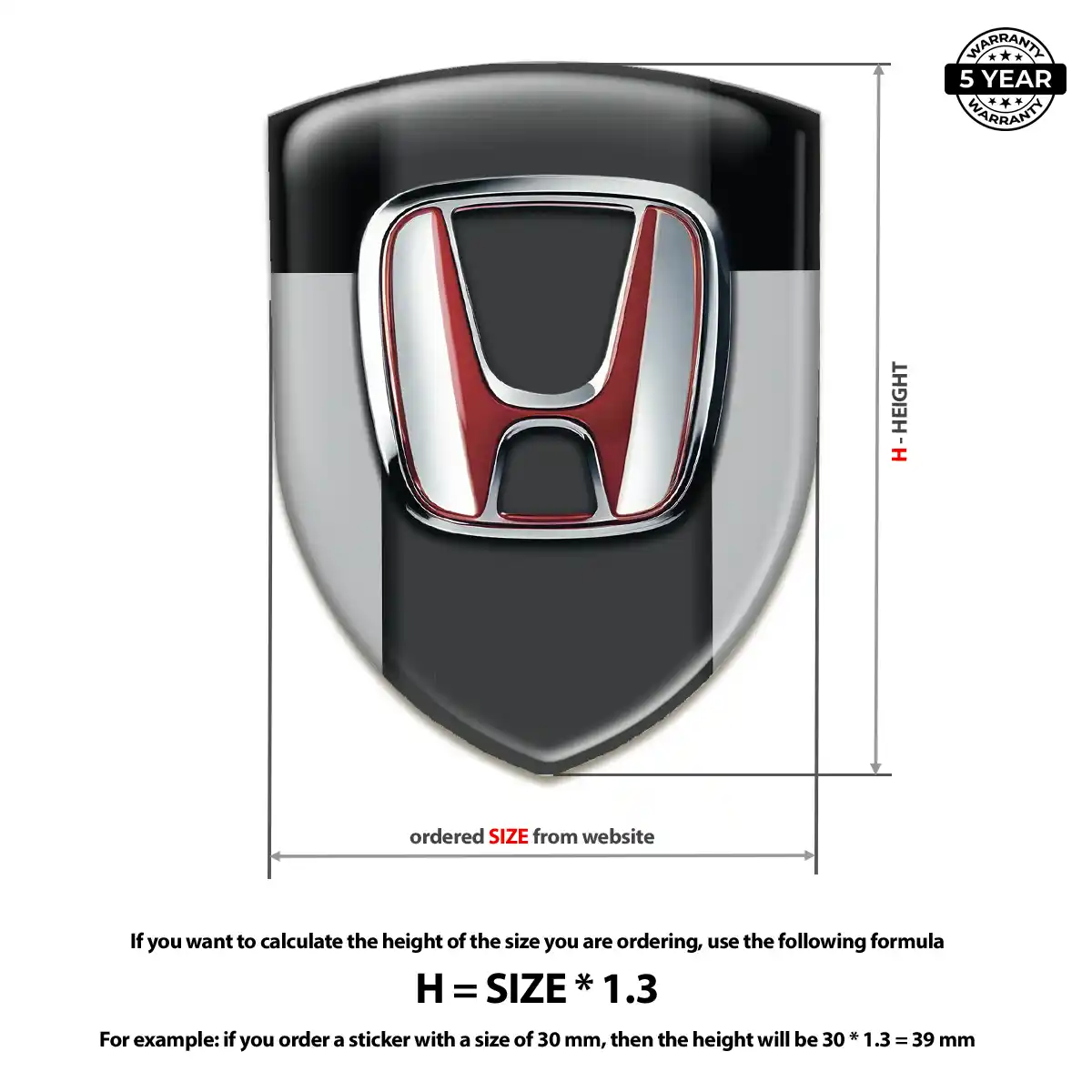 Honda 3D Domed Sticker Resin Luxe