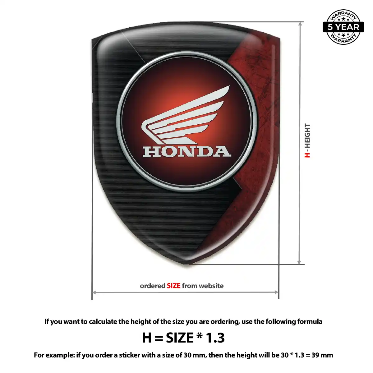 Honda 3D Domed Sticker Signature Grade