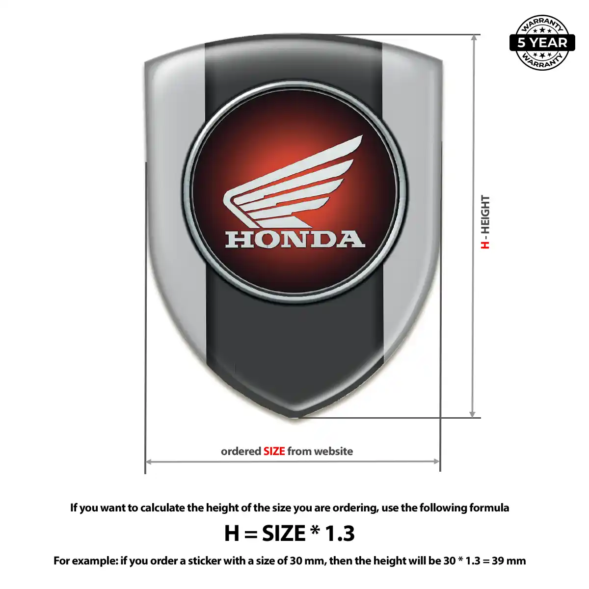 Honda 3D Domed Sticker Sleek Style