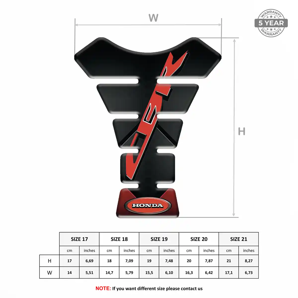 Honda 3D Domed Tank Pad Elite Finish