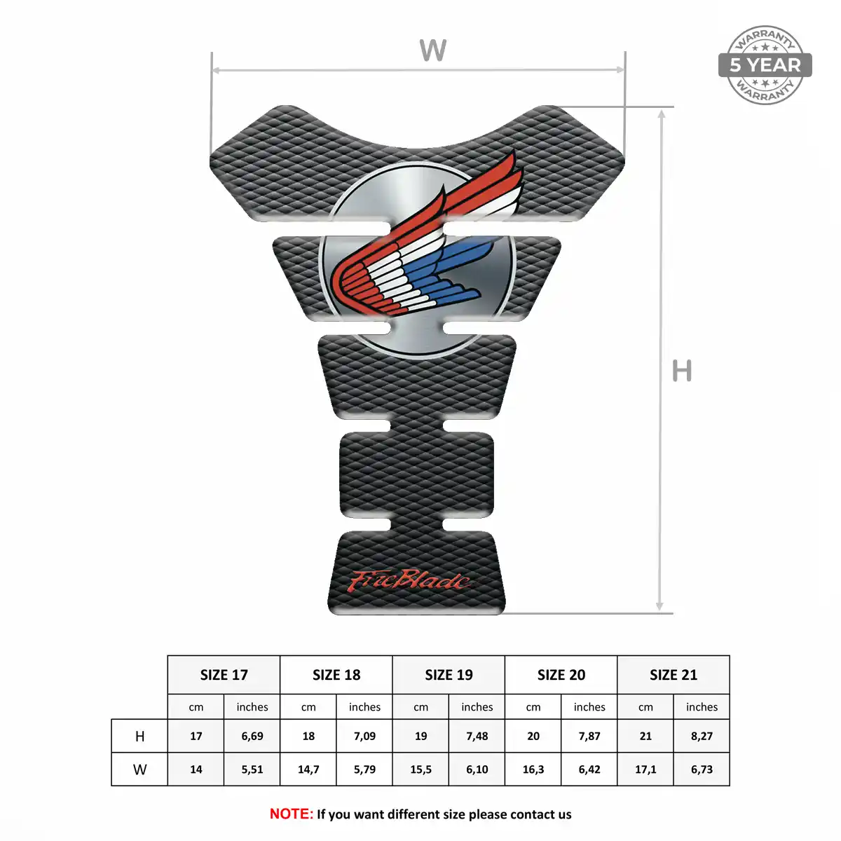 Honda 3D Domed Tank Pad Resin Elite