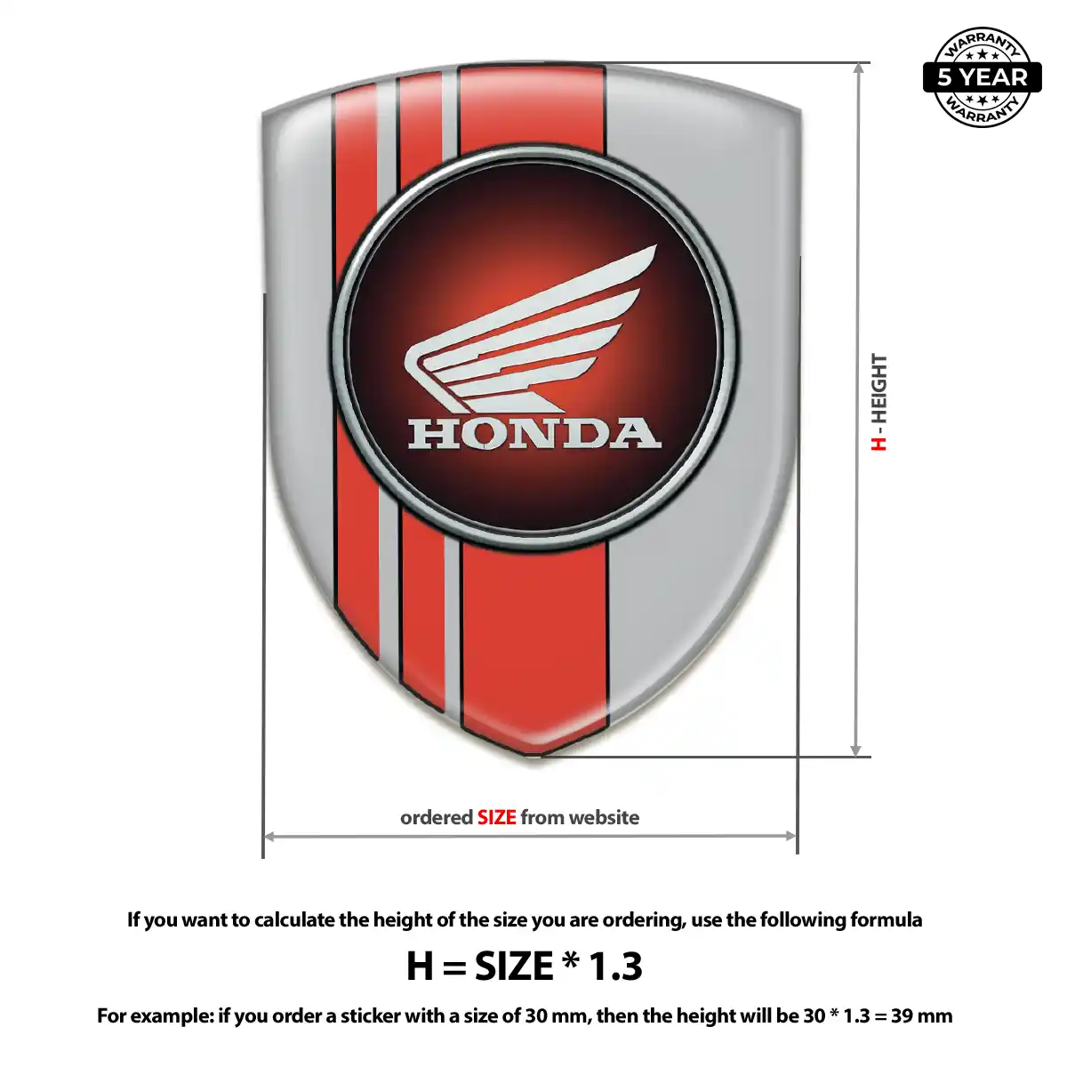 Honda 3D Emblem Sticker Cabin Style