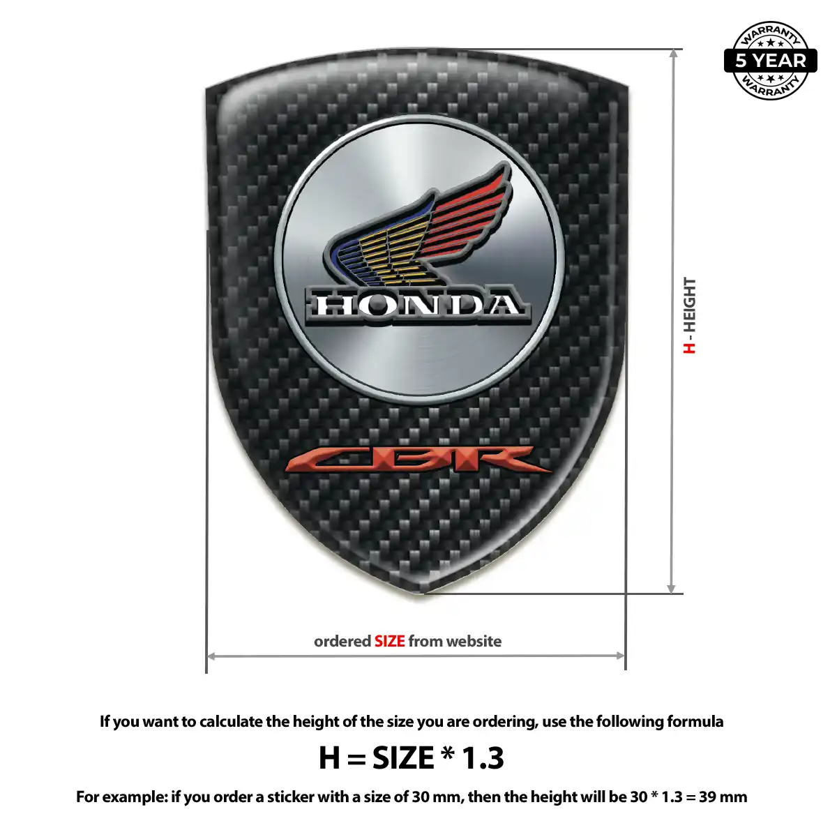 Honda 3D Emblem Sticker Outer Style