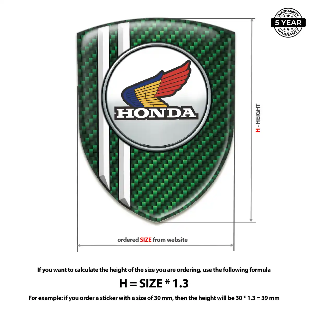 Honda 3D Emblem Sticker Premium Dome