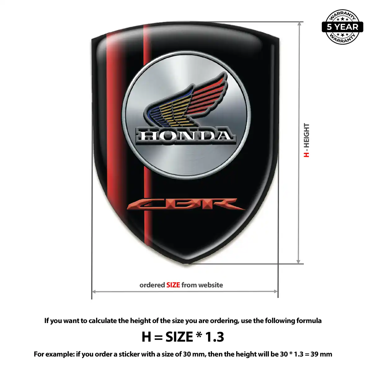Honda 3D Emblem Sticker Resin Elite