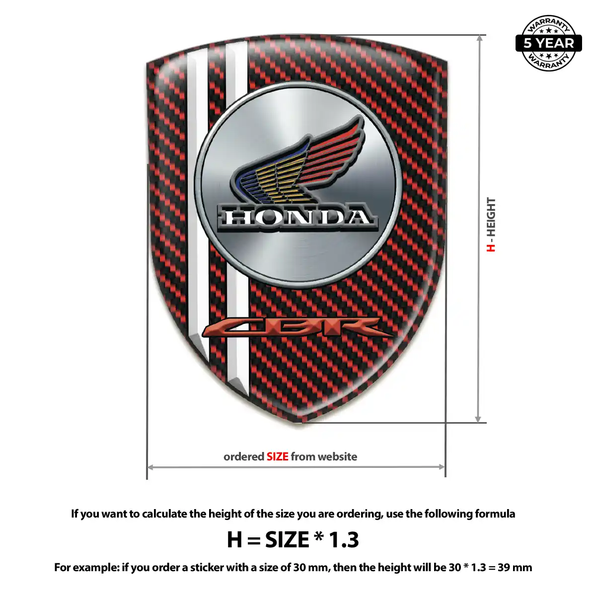 Honda 3D Emblem Sticker Resin Luxe