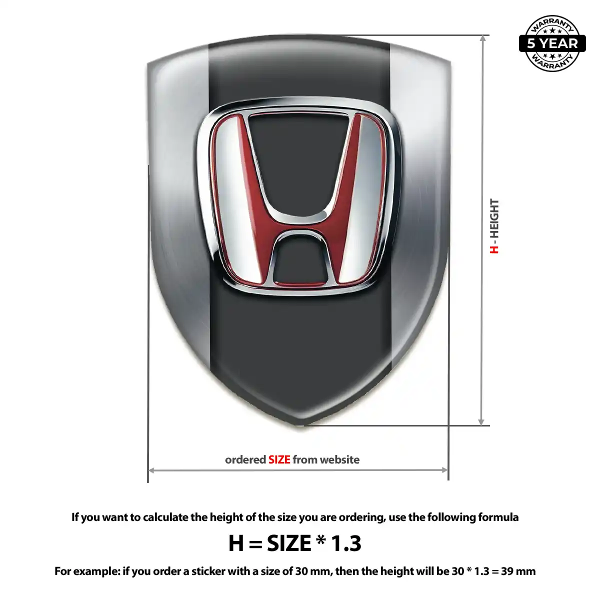 Honda 3D Emblem Sticker Sleek Style