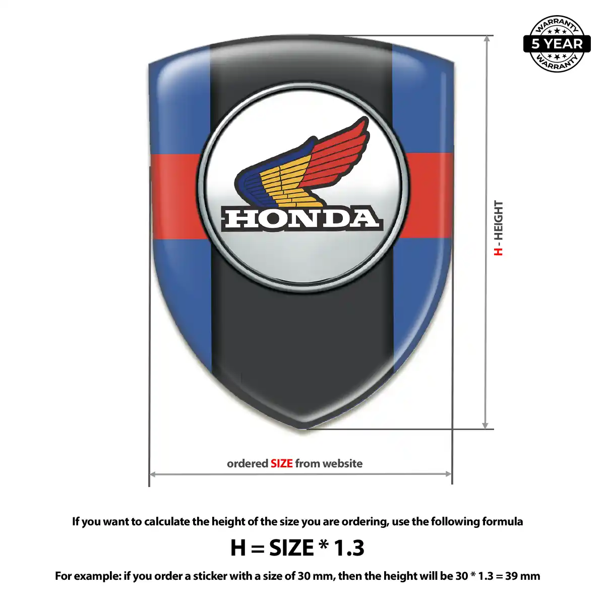 Honda 3D Emblem Sticker Superior Craft