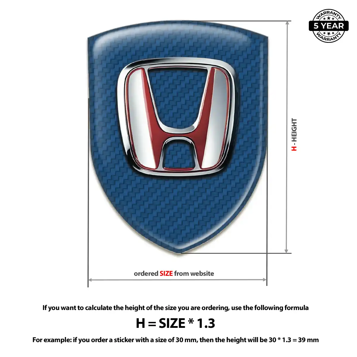 Honda 3D Gel Sticker Premium Dome