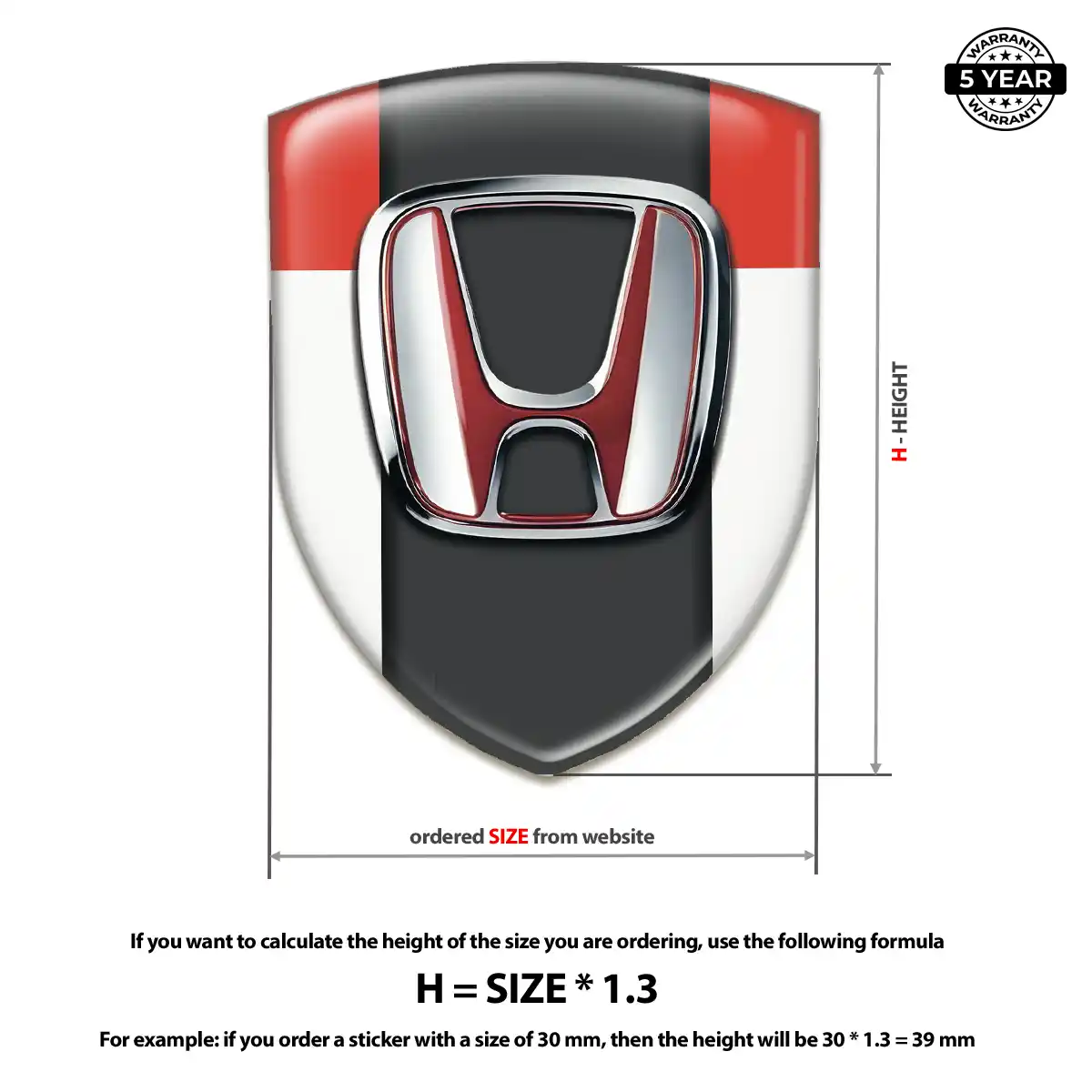 Honda 3D Logo Sticker Exterior Luxe