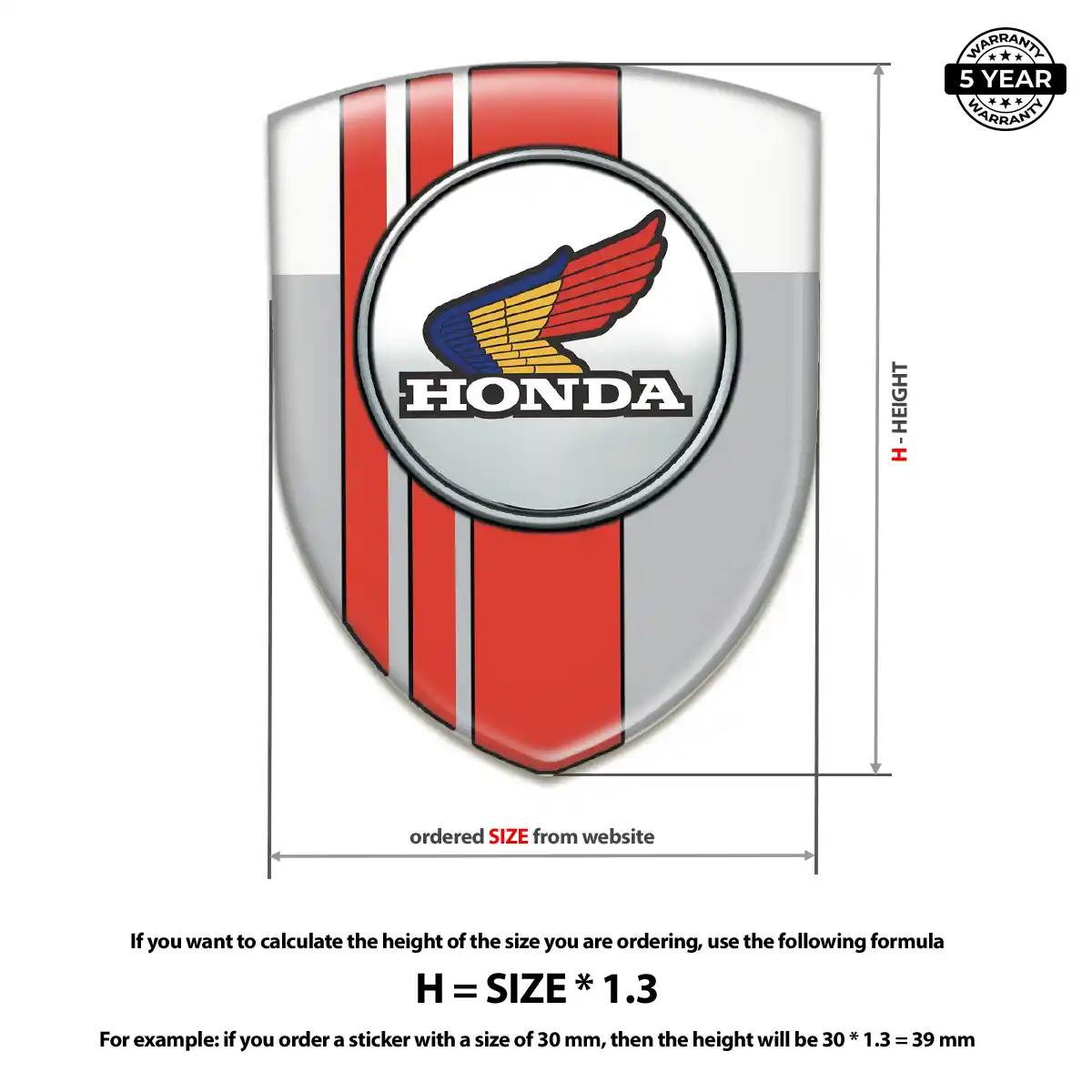 Honda 3D Logo Sticker Premium Dome