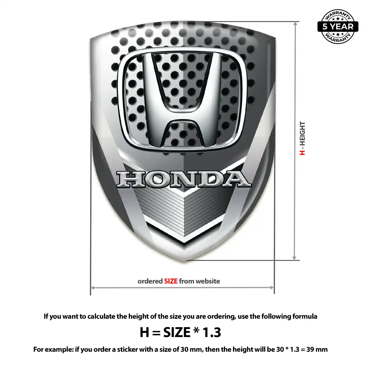 Honda 3D Resin Sticker Cabin Style
