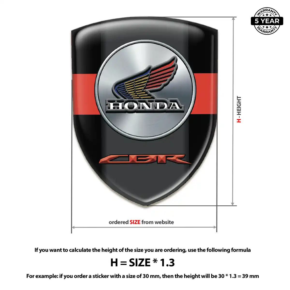 Honda 3D Resin Sticker Exterior Luxe