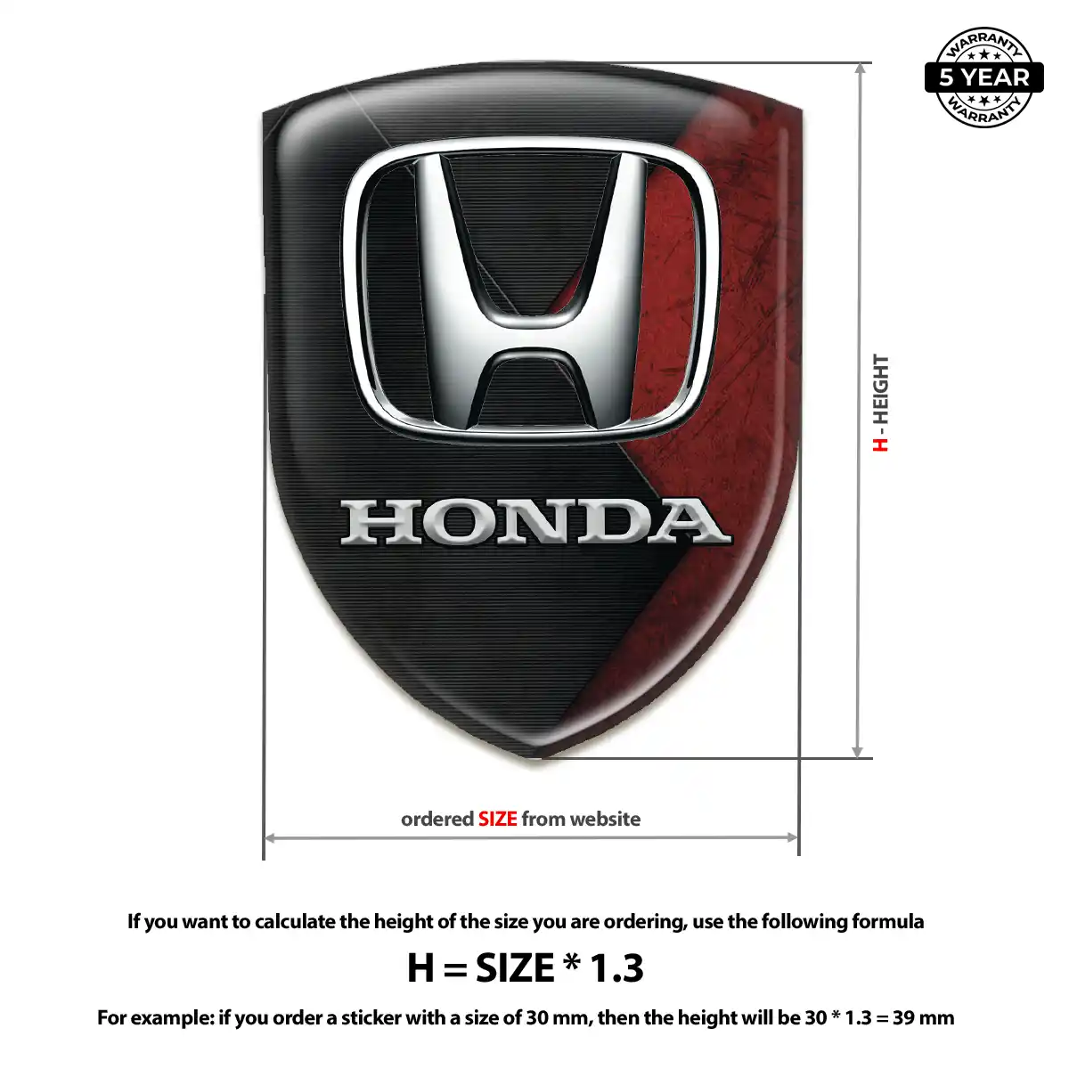 Honda 3D Resin Sticker Interior Luxe