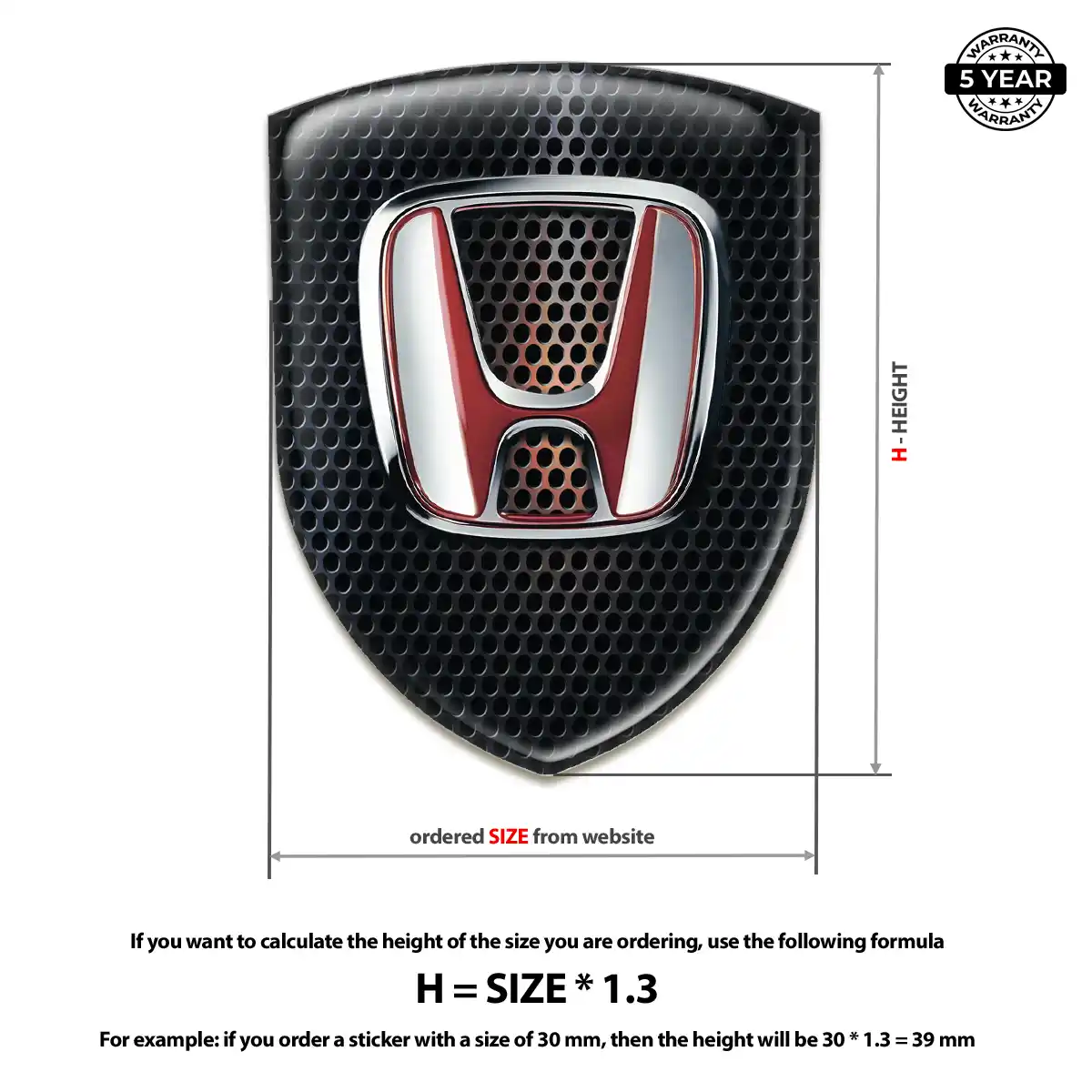 Honda 3D Resin Sticker Refined Design