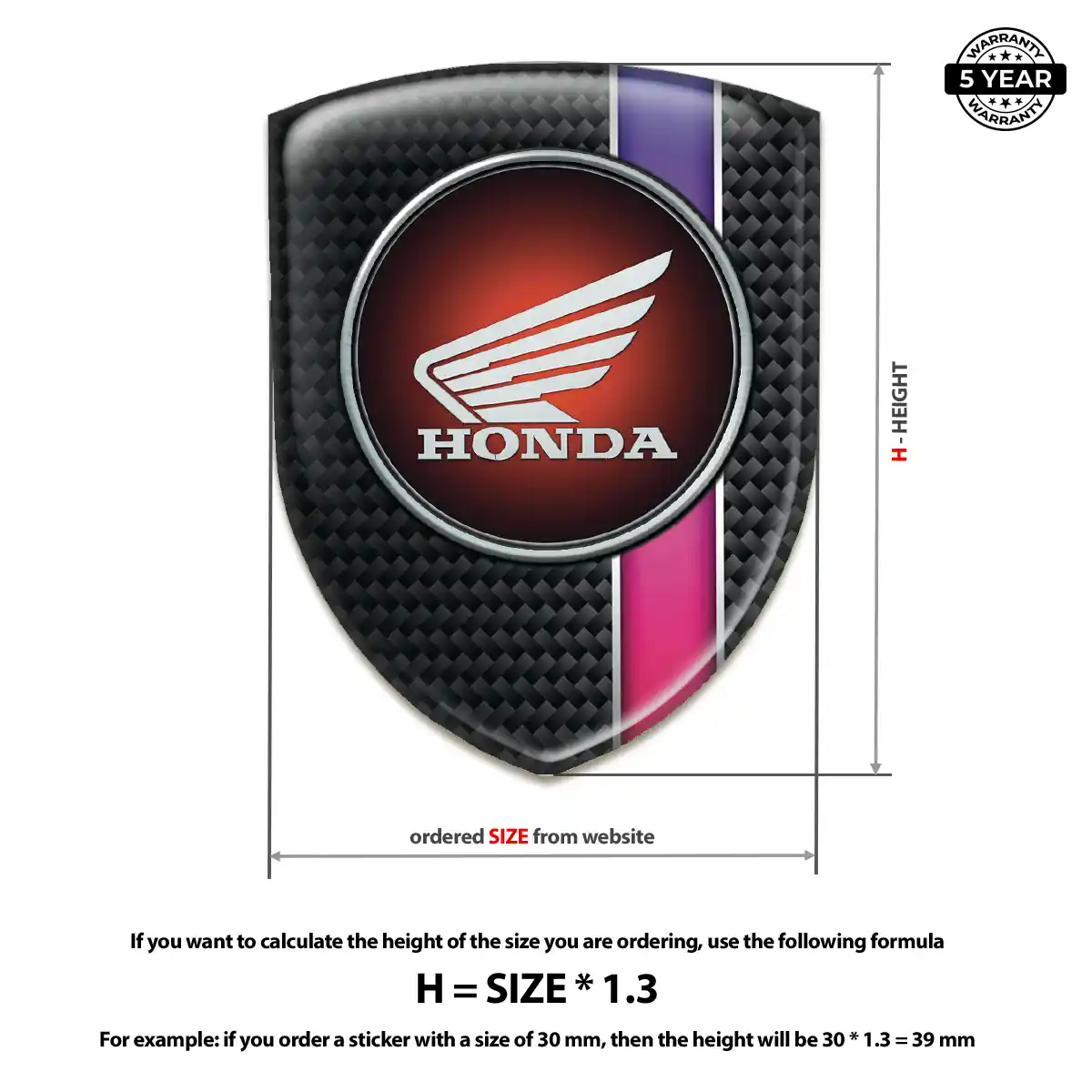 Honda 3D Resin Sticker Resin Elite