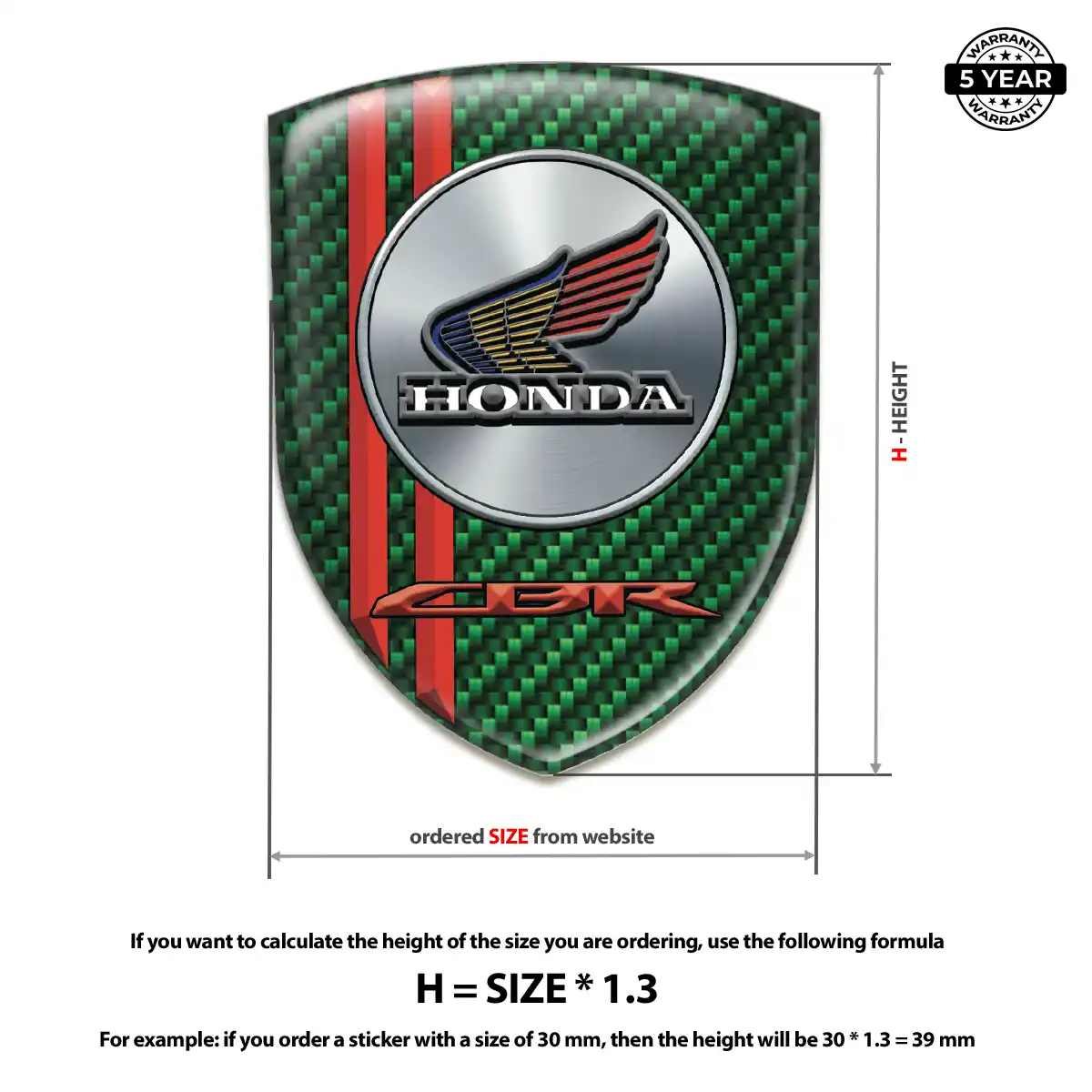 Honda 3D Resin Sticker Sleek Style