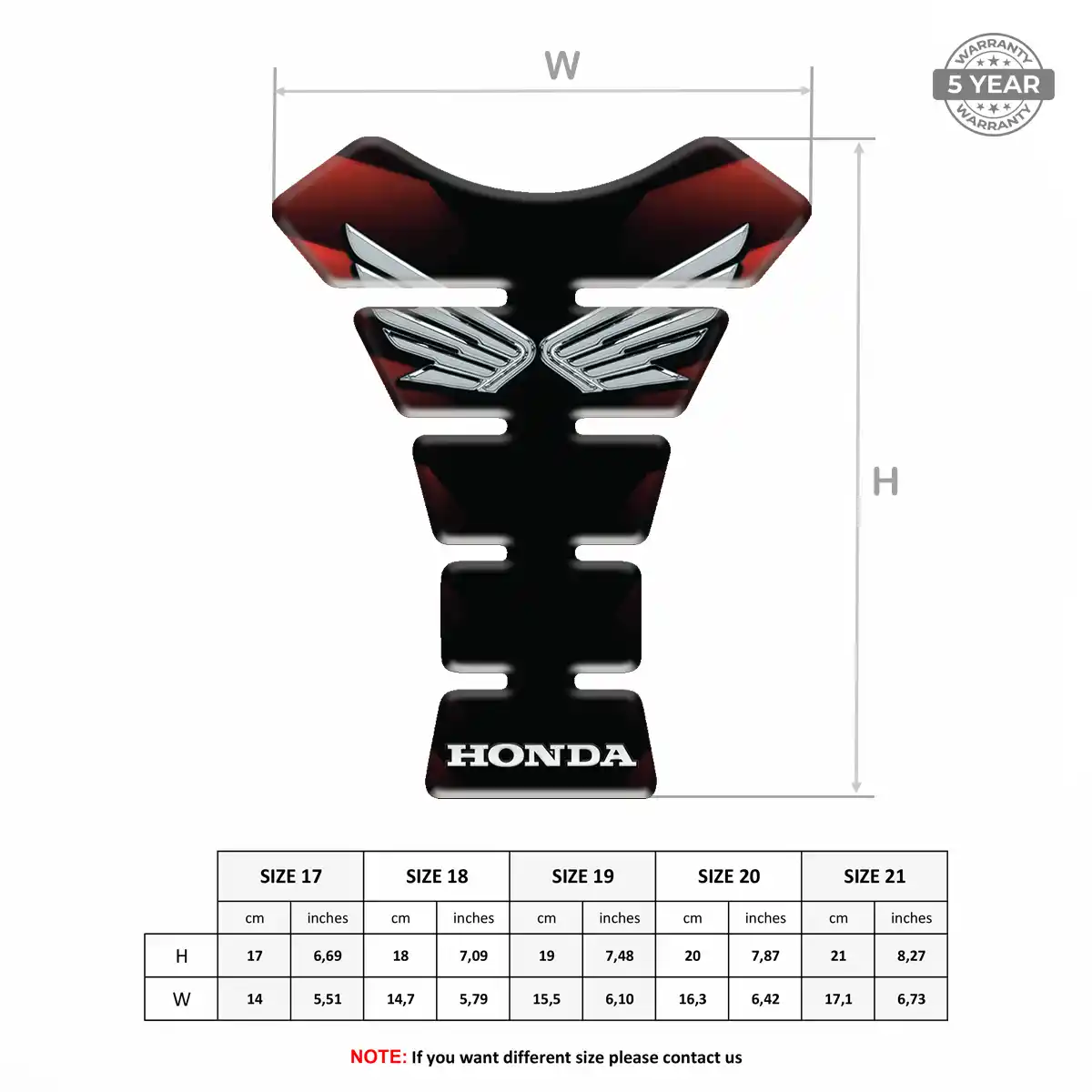 Honda 3D Tank Pad Prime Quality