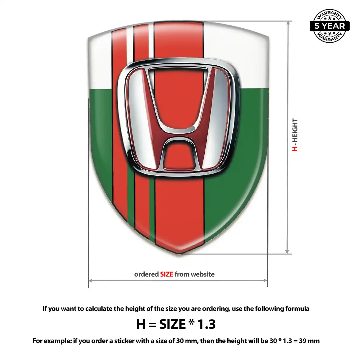 Honda Automotive Resin Decal Outer Style