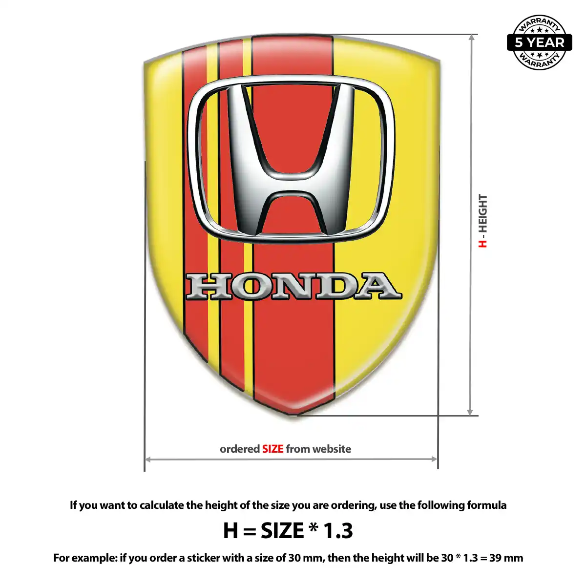 Honda Car Badge Sticker Resin Luxe