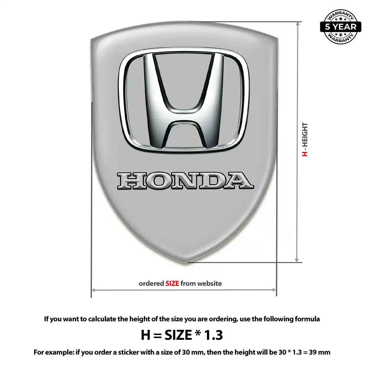 Honda Car Emblem Decal Elite Finish