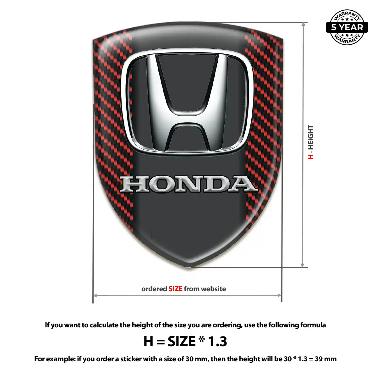 Honda Car Emblem Decal Resin Elite