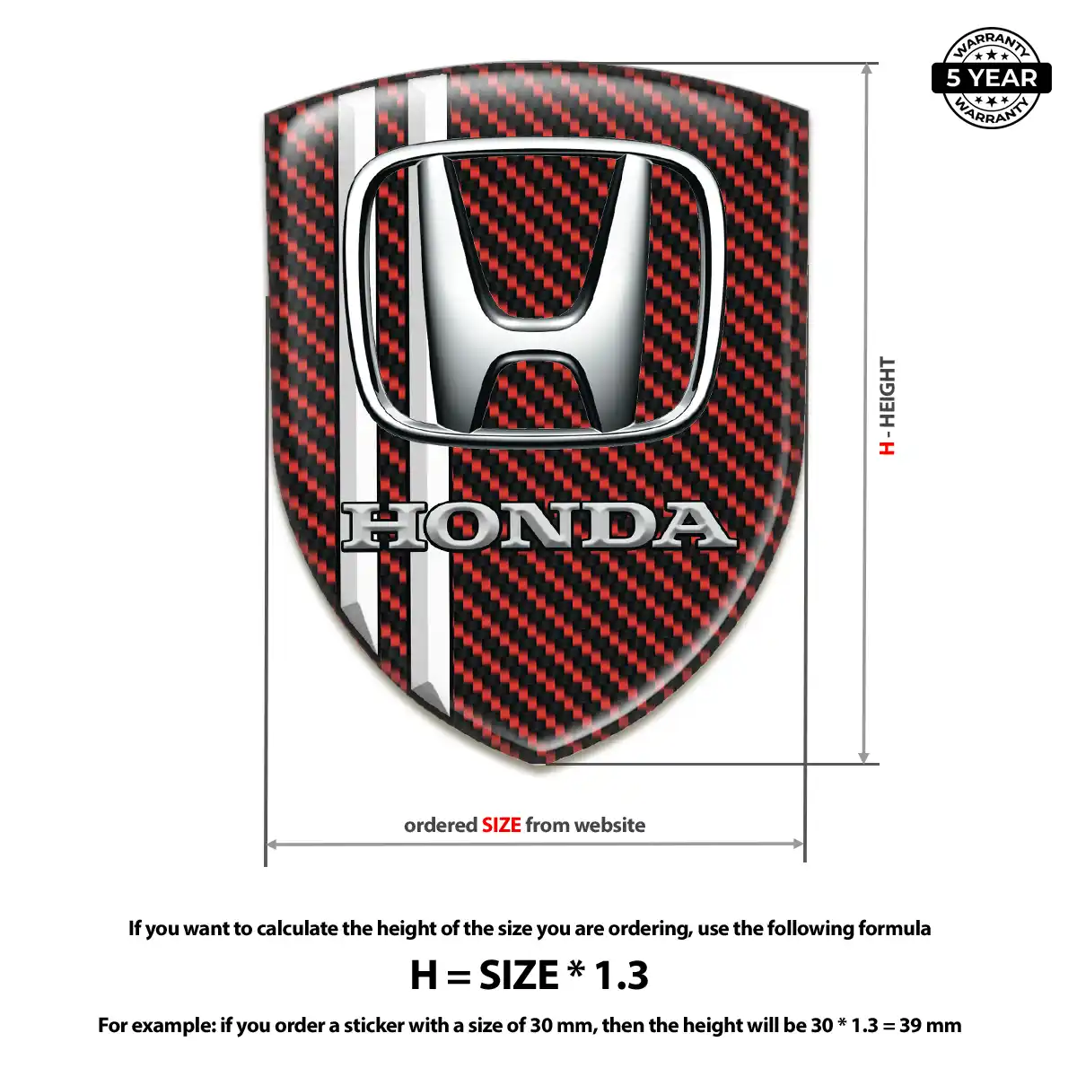 Honda Car Emblem Overlay Premium Dome