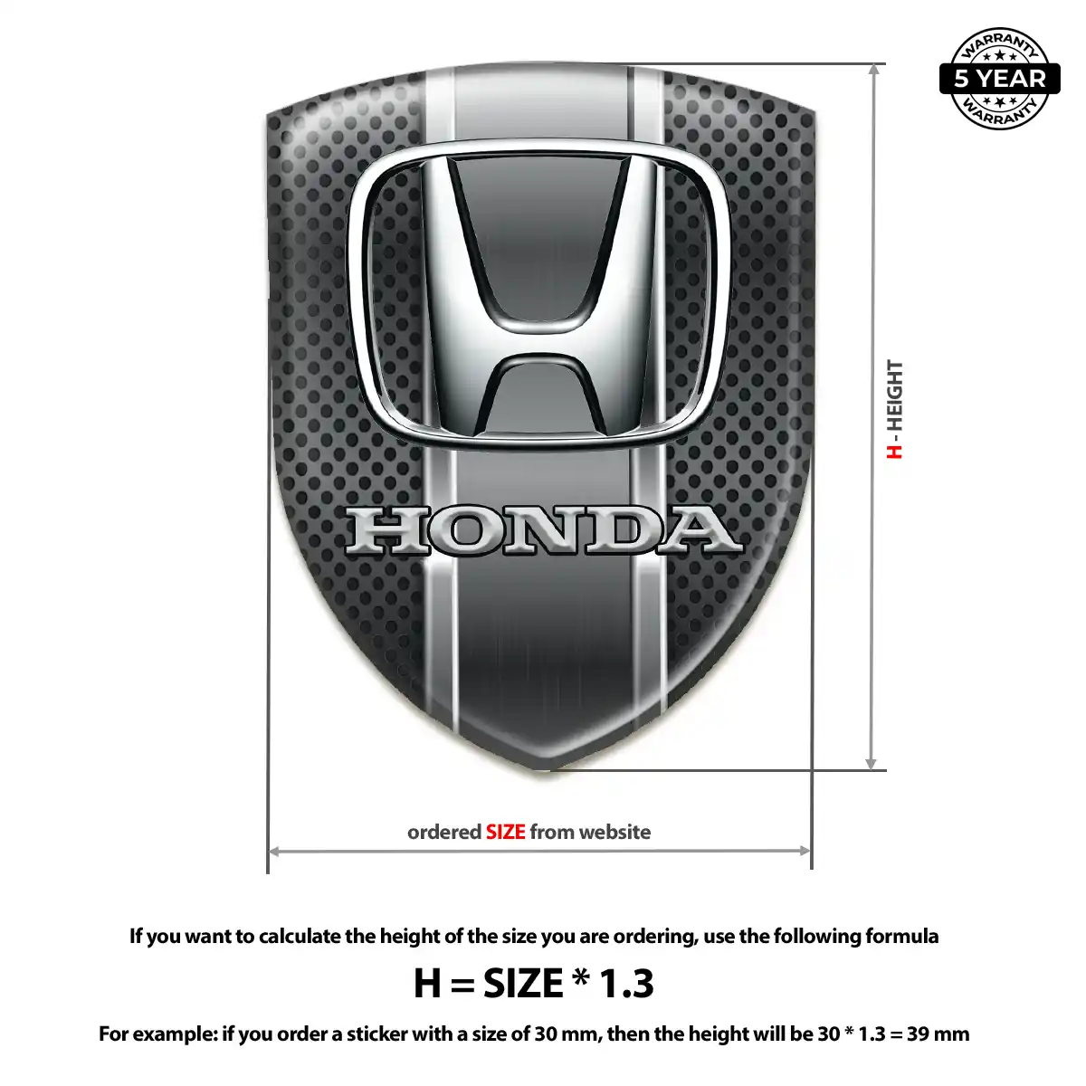 Honda Car Emblem Sticker Cabin Style