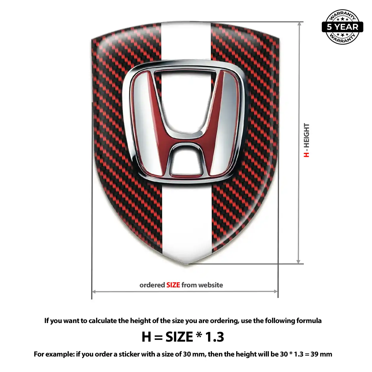 Honda Car Emblem Sticker Premium Dome