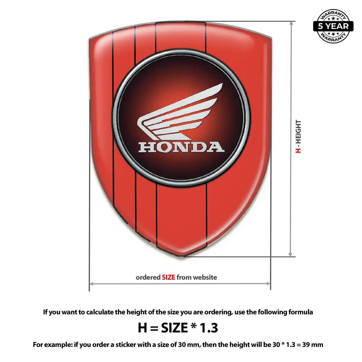 Honda Car Emblem Sticker Resin Luxe