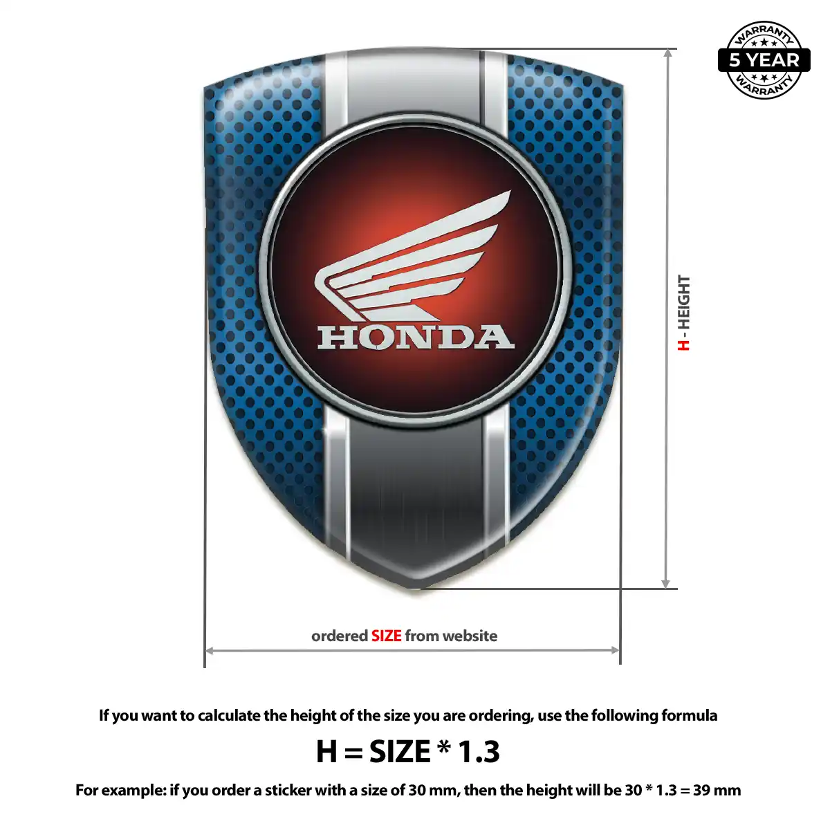 Honda Car Logo Decal Resin Luxe