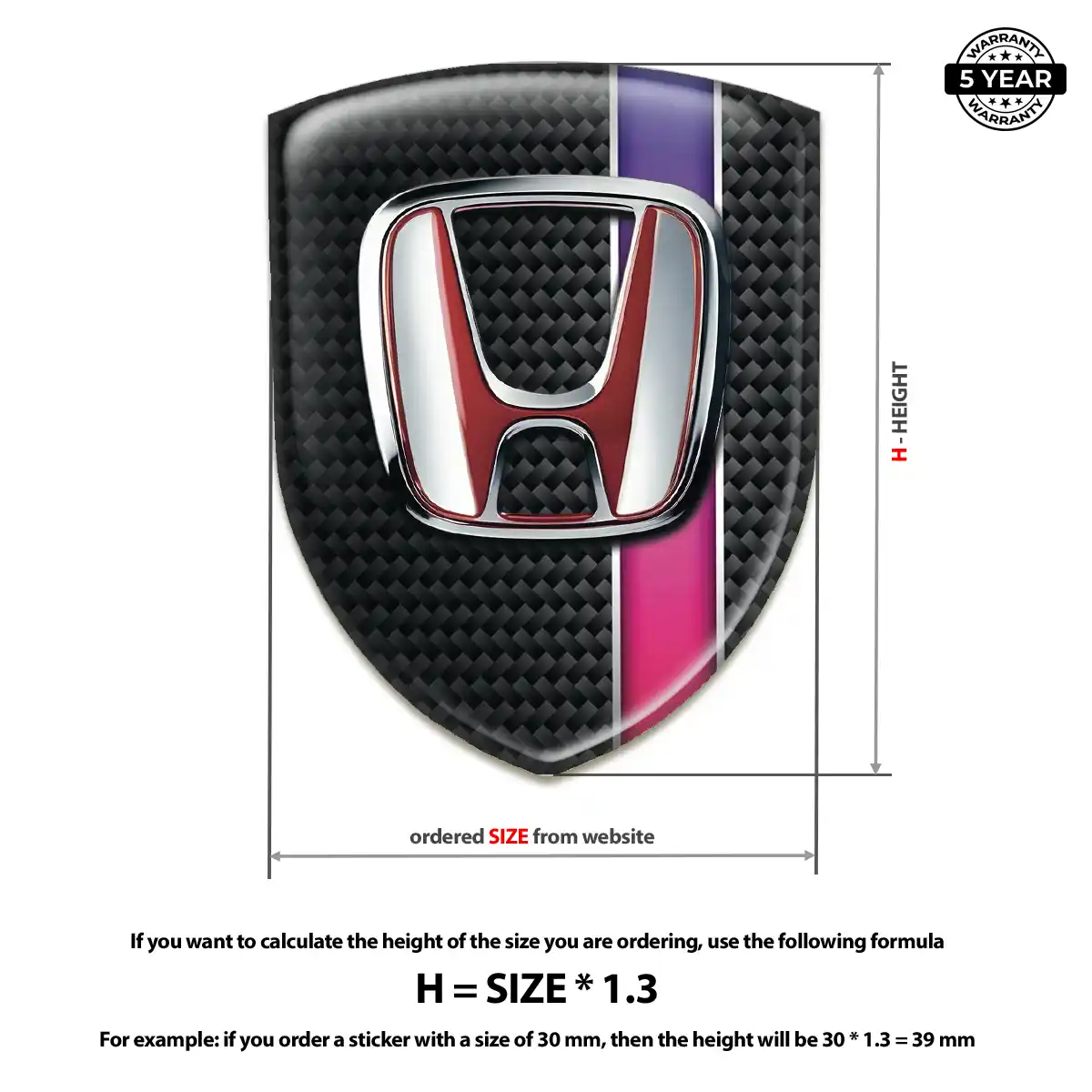 Honda Domed Car Sticker Deluxe Edition
