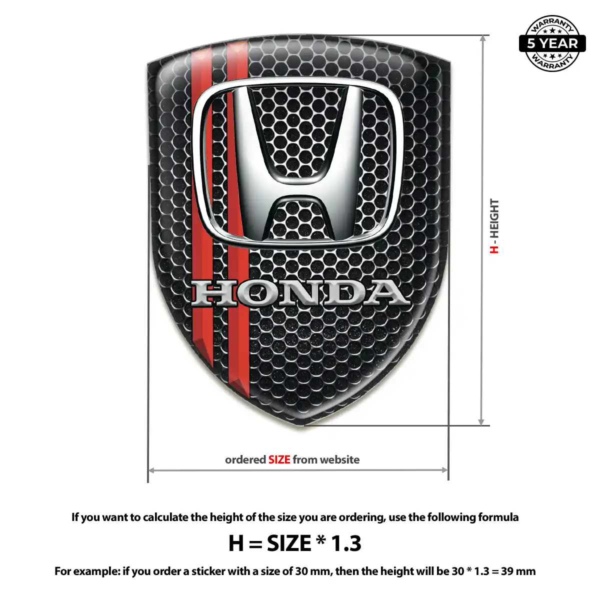 Honda Domed Car Sticker Elite Edition