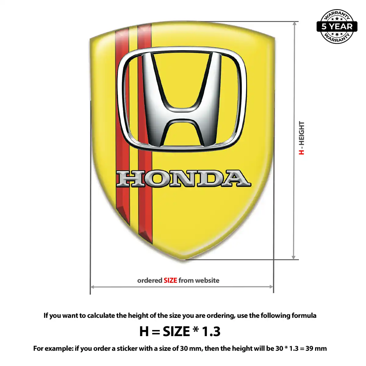 Honda Domed Car Sticker Elite Finish